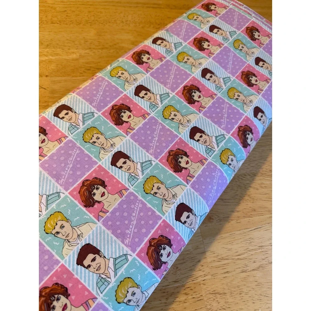 Sixteen Candles 100% Cotton Material pink blue purple 80s yard -READ DESCRIPTION